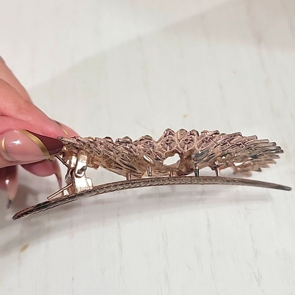 Peacock Multi Color Gemstone Alligator Hair Clip Barrette Accessory - Picture 4 of 8